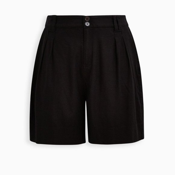 🔥 torrid | Black Pleated Linen Blend Soft Bermuda Shorts 12 NWT - Picture 3 of 6